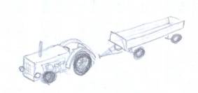 Traktor s vlekem. Kdy jsem si kdysi kreslil s maminkou, ve vku tak tyi pt let, neopomnla nikdy traktor ve venkovskch scnch. Indoktrinace od dtstv a nen automechanika ani zemdlkyn, ale klaviristka. Bum :D